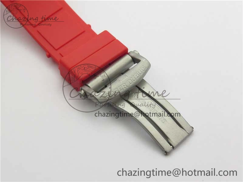 Excalibur Sports Tourbillon SS JBF Best Edition Skeleton Black Dial on Red Rubber Strap