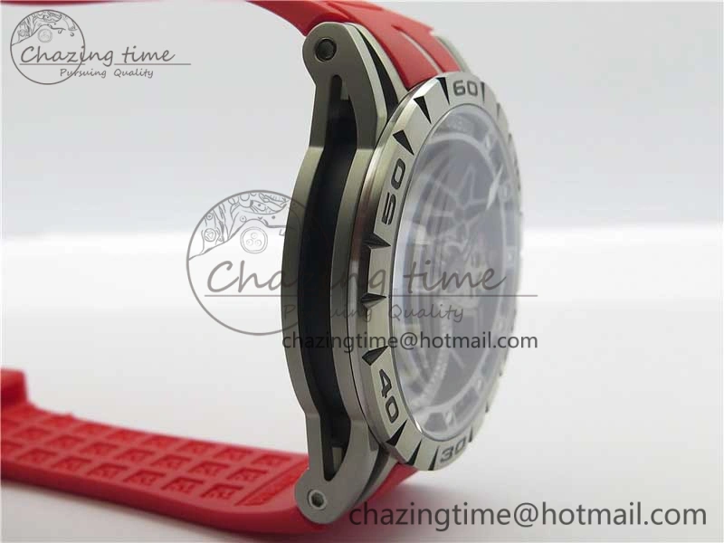 Excalibur Sports Tourbillon SS JBF Best Edition Skeleton Black Dial on Red Rubber Strap