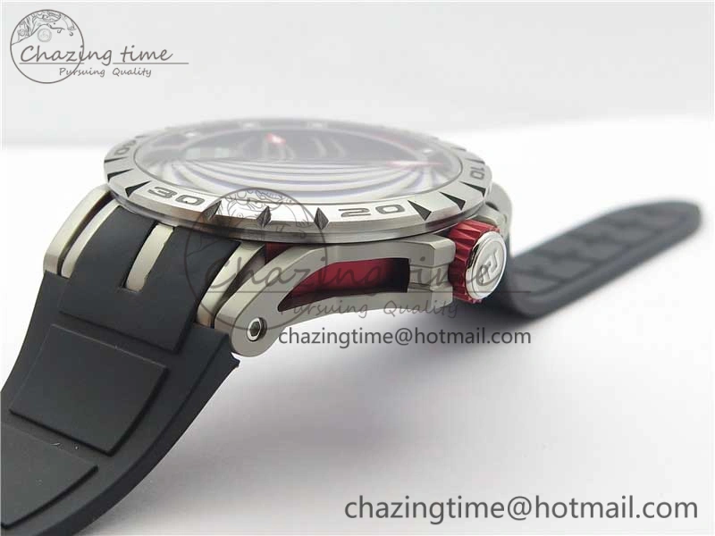 Excalibur Sports Tourbillon SS JBF Best Edition Skeleton Red Dial on Black Rubber Strap