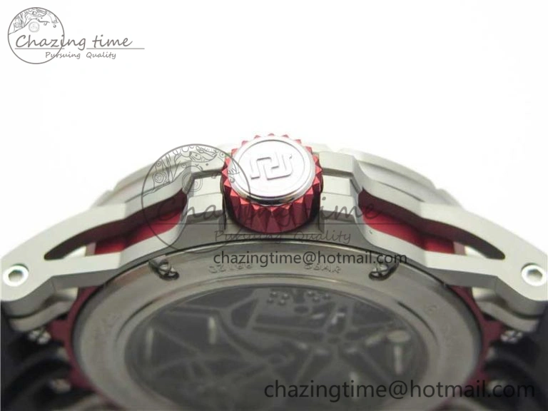 Excalibur Sports Tourbillon SS JBF Best Edition Skeleton Red Dial on Black Rubber Strap