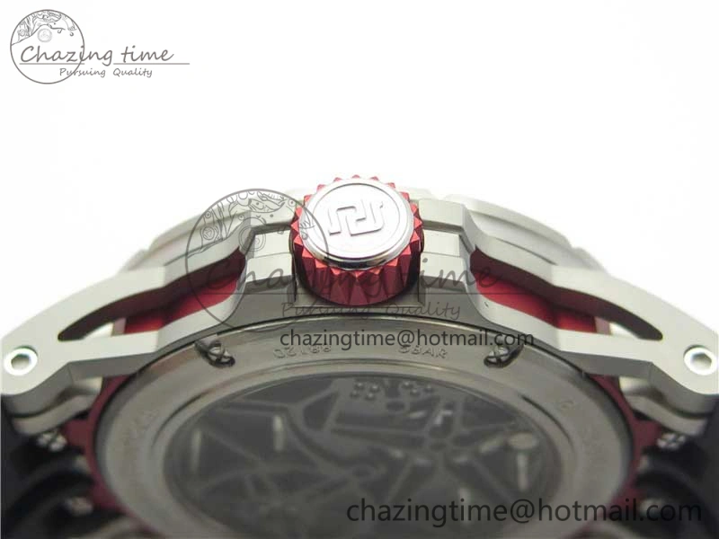Excalibur Sports Tourbillon SS JBF Best Edition Skeleton Red Dial on Black Rubber Strap