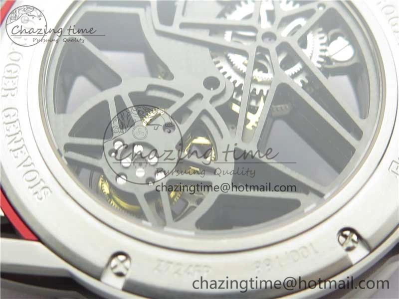 Excalibur Sports Tourbillon SS JBF Best Edition Skeleton Red Dial on Black Rubber Strap