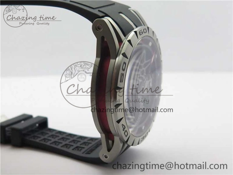 Excalibur Sports Tourbillon SS JBF Best Edition Skeleton Red Dial on Black Rubber Strap