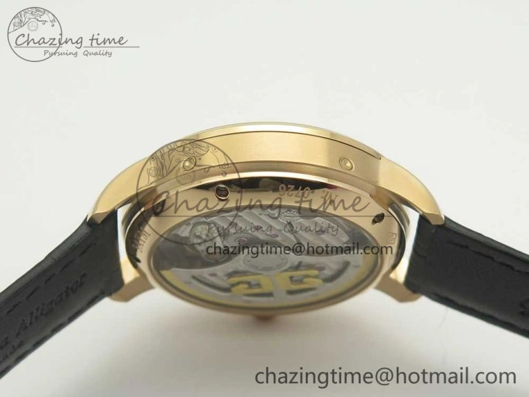 Excellence Panorama 40mm Date Moon Phase RG ETC Marker 1:1 Best Edition White Dial on Black Leather Strap A100