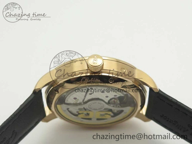 Excellence Panorama 40mm Date Moon Phase RG ETC Marker 1:1 Best Edition White Dial on Black Leather Strap A100