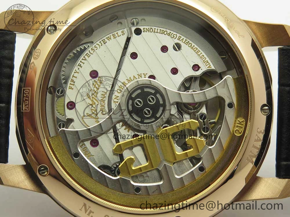 Excellence Panorama 40mm Date Moon Phase RG ETC Marker 1:1 Best Edition White Dial on Black Leather Strap A100