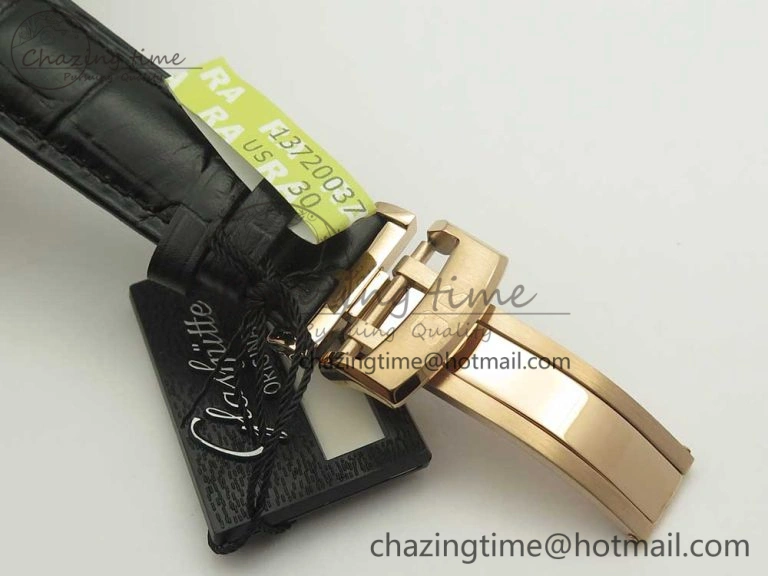 Excellence Panorama 40mm Date Moon Phase RG ETC Marker 1:1 Best Edition White Dial on Black Leather Strap A100