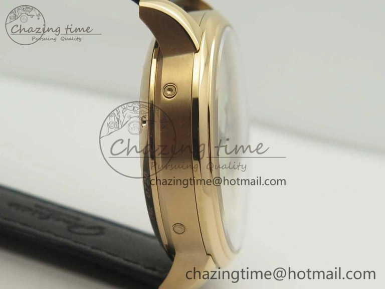 Excellence Panorama 40mm Date Moon Phase RG ETC Marker 1:1 Best Edition White Dial on Black Leather Strap A100