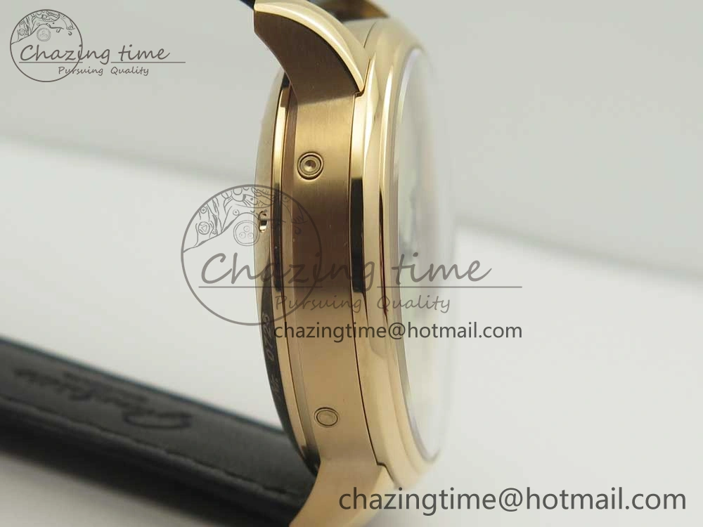 Excellence Panorama 40mm Date Moon Phase RG ETC Marker 1:1 Best Edition White Dial on Black Leather Strap A100