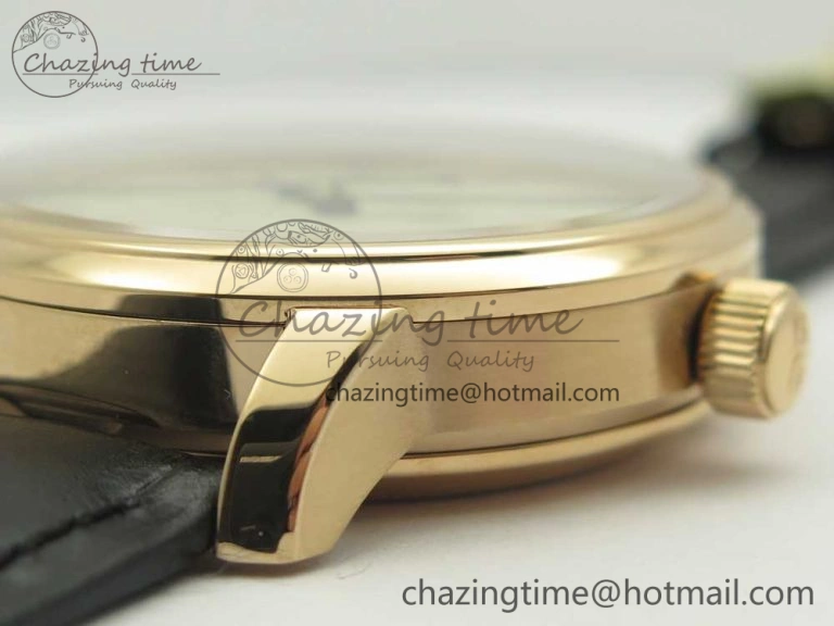 Excellence Panorama 40mm Date Moon Phase RG ETC Marker 1:1 Best Edition White Dial on Black Leather Strap A100