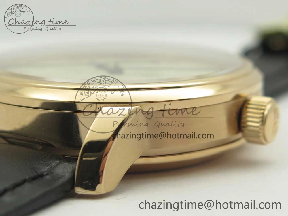 Excellence Panorama 40mm Date Moon Phase RG ETC Marker 1:1 Best Edition White Dial on Black Leather Strap A100