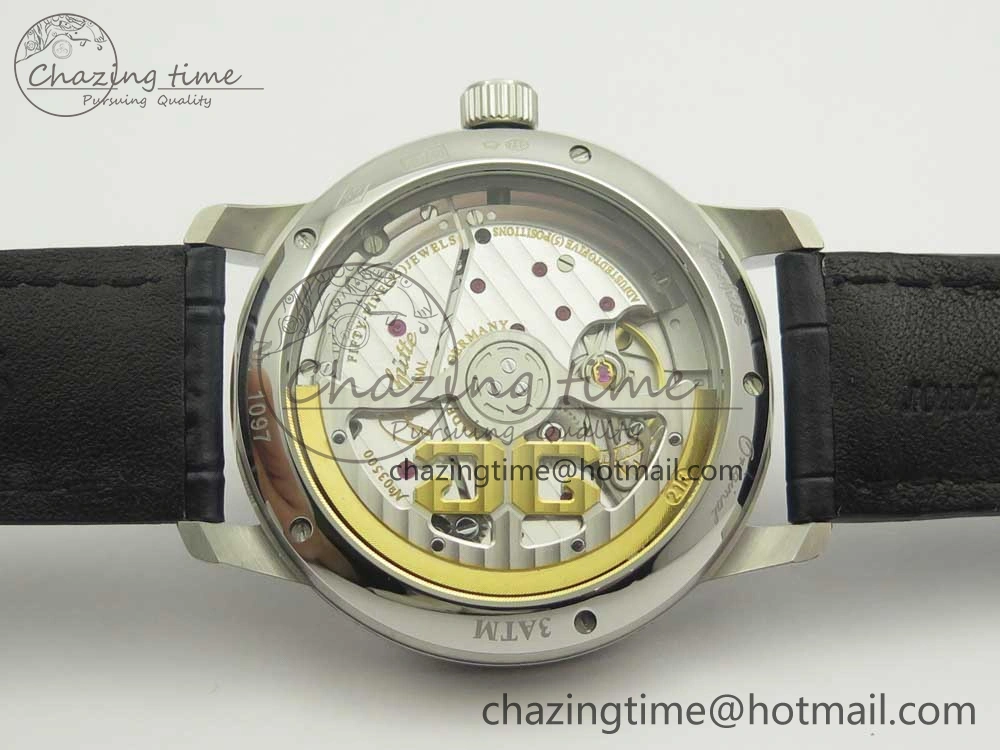 Excellence Panorama 40mm Date Moon Phase SS ETC Marker 1:1 Best Edition Blue Dial on Blue Leather Strap A100