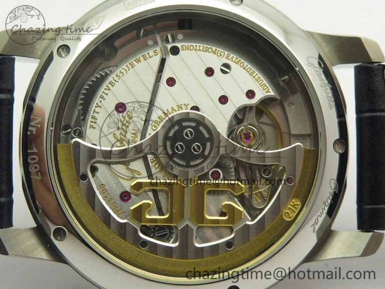 Excellence Panorama 40mm Date Moon Phase SS ETC Marker 1:1 Best Edition Blue Dial on Blue Leather Strap A100