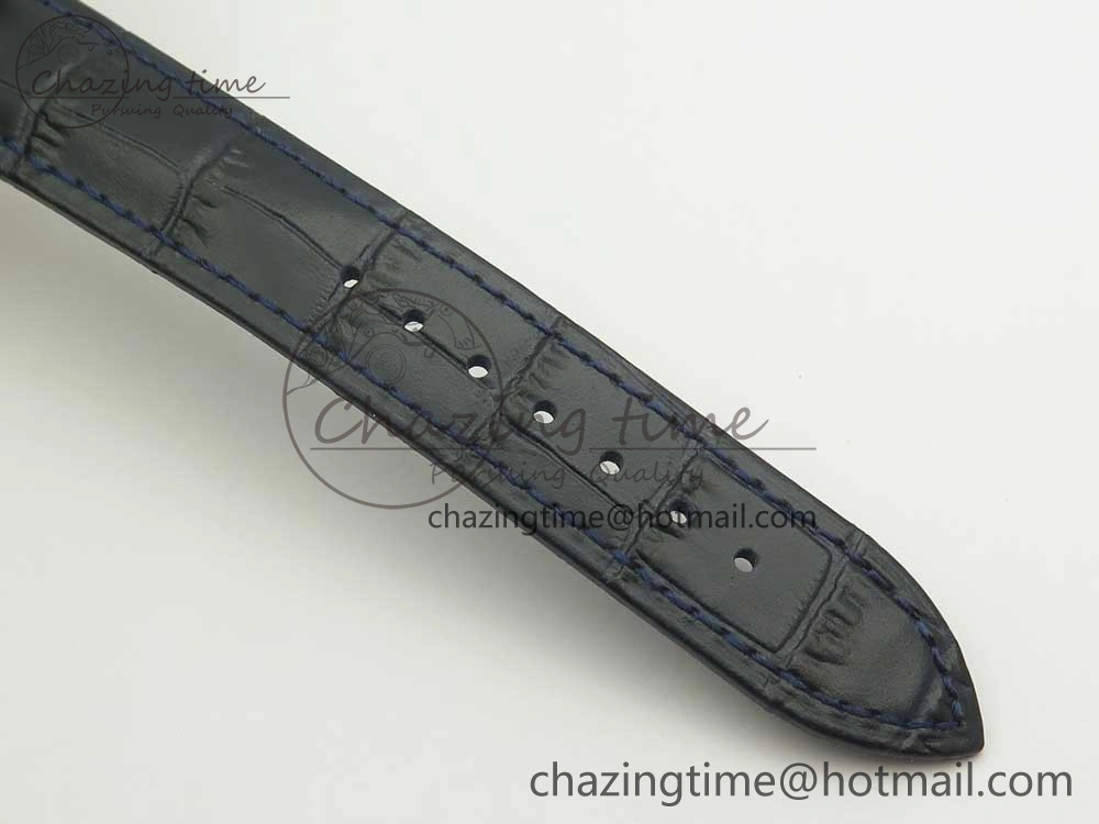 Excellence Panorama 40mm Date Moon Phase SS ETC Marker 1:1 Best Edition Blue Dial on Blue Leather Strap A100