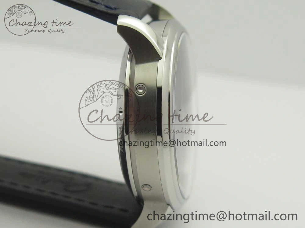 Excellence Panorama 40mm Date Moon Phase SS ETC Marker 1:1 Best Edition Blue Dial on Blue Leather Strap A100