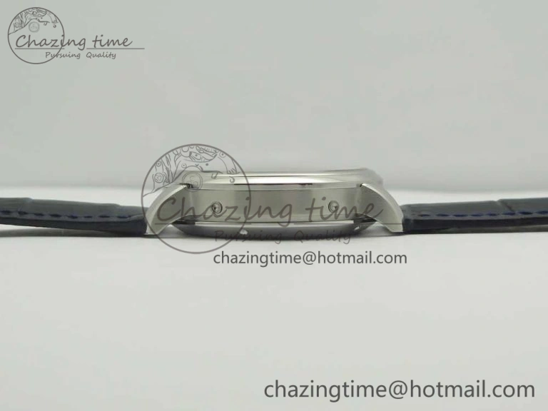 Excellence Panorama 40mm Date Moon Phase SS ETC Marker 1:1 Best Edition Blue Dial on Blue Leather Strap A100
