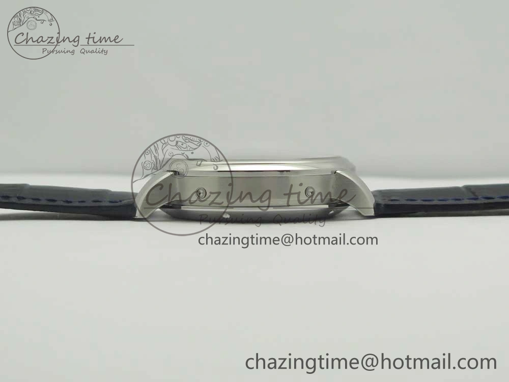 Excellence Panorama 40mm Date Moon Phase SS ETC Marker 1:1 Best Edition Blue Dial on Blue Leather Strap A100