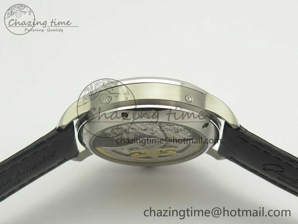 Excellence Panorama 40mm Date Moon Phase SS ETC Marker 1:1 Best Edition White Dial on Black Leather Strap A100