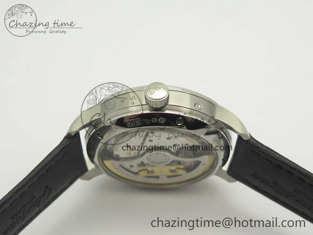 Excellence Panorama 40mm Date Moon Phase SS ETC Marker 1:1 Best Edition White Dial on Black Leather Strap A100