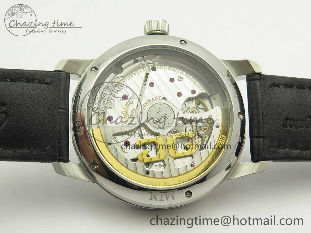 Excellence Panorama 40mm Date Moon Phase SS ETC Marker 1:1 Best Edition White Dial on Black Leather Strap A100