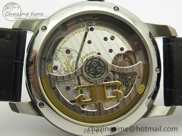 Excellence Panorama 40mm Date Moon Phase SS ETC Marker 1:1 Best Edition White Dial on Black Leather Strap A100