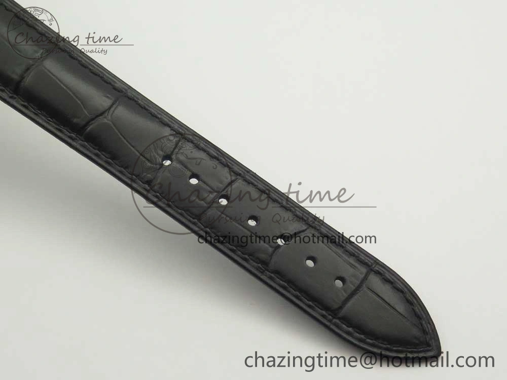 Excellence Panorama 40mm Date Moon Phase SS ETC Marker 1:1 Best Edition White Dial on Black Leather Strap A100