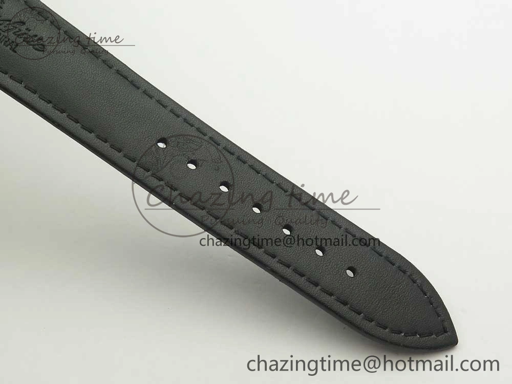 Excellence Panorama 40mm Date Moon Phase SS ETC Marker 1:1 Best Edition White Dial on Black Leather Strap A100