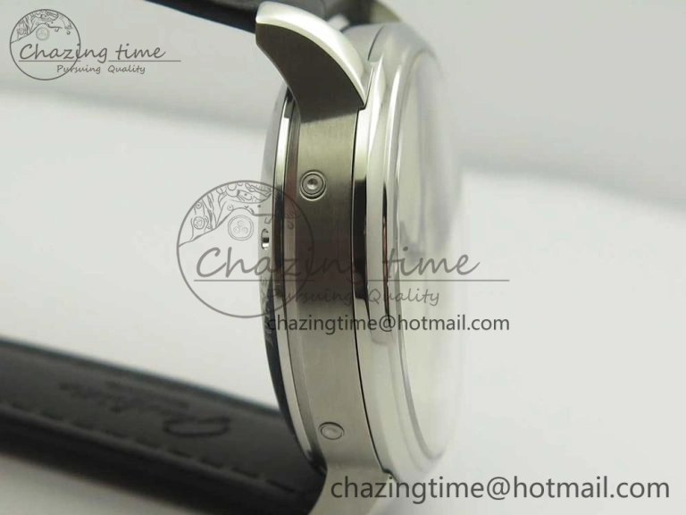 Excellence Panorama 40mm Date Moon Phase SS ETC Marker 1:1 Best Edition White Dial on Black Leather Strap A100