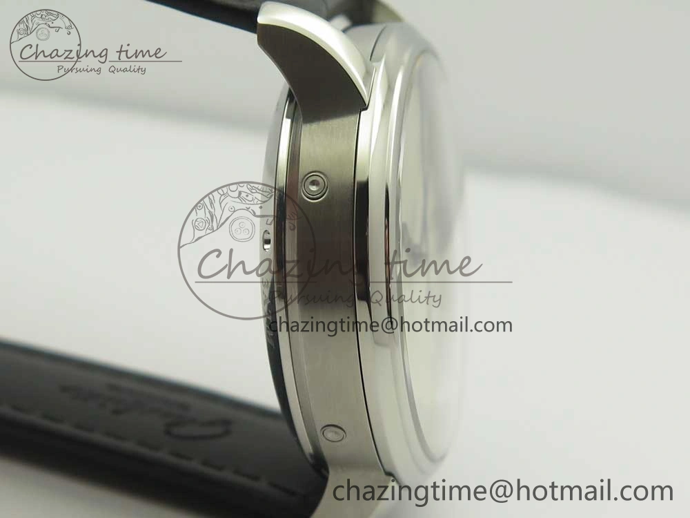 Excellence Panorama 40mm Date Moon Phase SS ETC Marker 1:1 Best Edition White Dial on Black Leather Strap A100