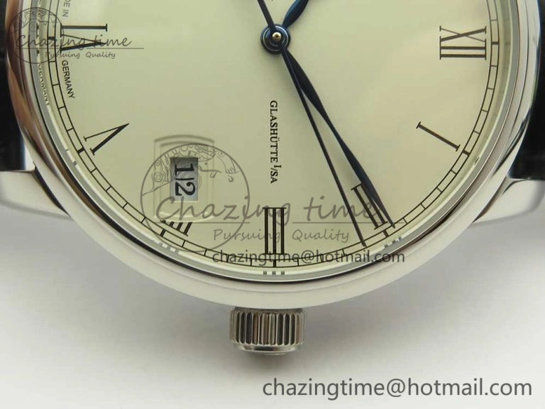 Excellence Panorama 40mm Date Moon Phase SS ETC Marker 1:1 Best Edition White Dial on Black Leather Strap A100