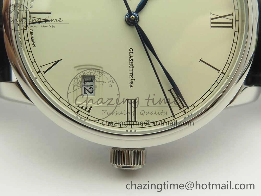 Excellence Panorama 40mm Date Moon Phase SS ETC Marker 1:1 Best Edition White Dial on Black Leather Strap A100
