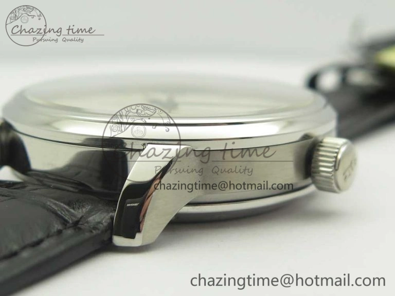 Excellence Panorama 40mm Date Moon Phase SS ETC Marker 1:1 Best Edition White Dial on Black Leather Strap A100