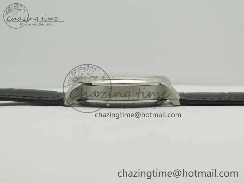 Excellence Panorama 40mm Date Moon Phase SS ETC Marker 1:1 Best Edition White Dial on Black Leather Strap A100
