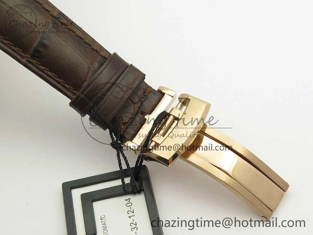 Excellence Panorama Date Moon Phase RG ETCF Blue Dial on Brown Leather Strap A100