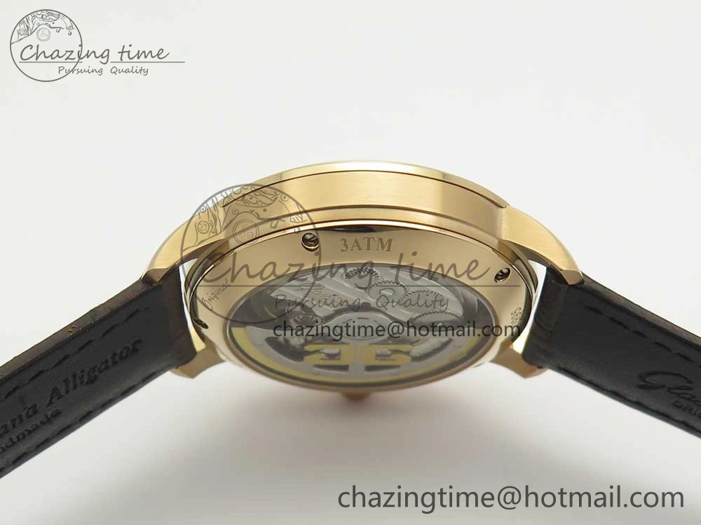 Excellence Panorama Date Moon Phase RG ETCF Gray Dial on Brown Leather Strap A100