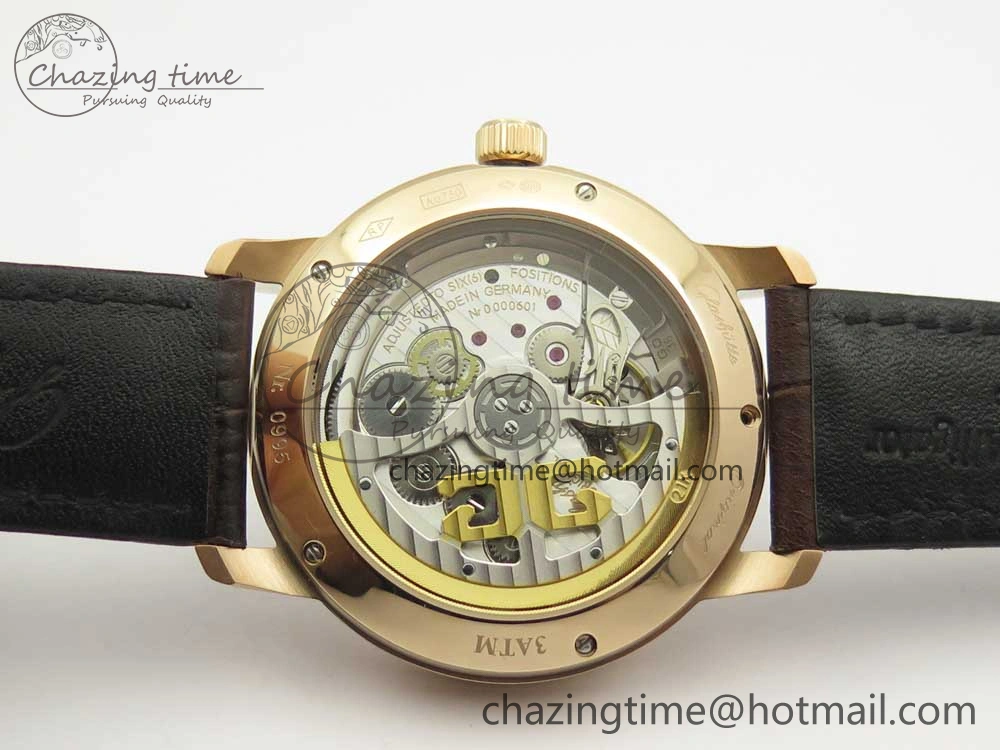 Excellence Panorama Date Moon Phase RG ETCF Gray Dial on Brown Leather Strap A100