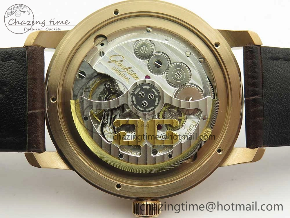 Excellence Panorama Date Moon Phase RG ETCF Gray Dial on Brown Leather Strap A100