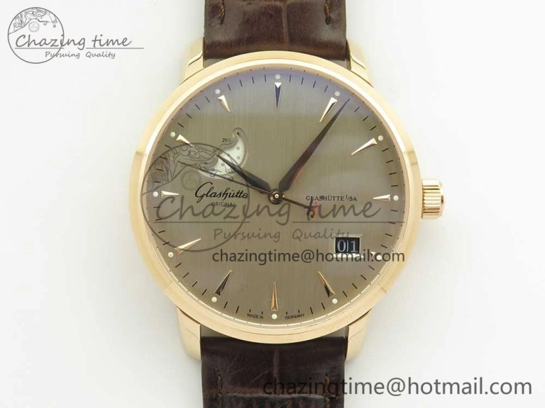 Excellence Panorama Date Moon Phase RG ETCF Gray Dial on Brown Leather Strap A100