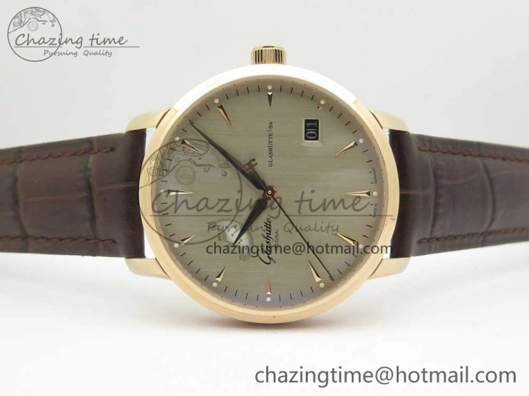 Excellence Panorama Date Moon Phase RG ETCF Gray Dial on Brown Leather Strap A100