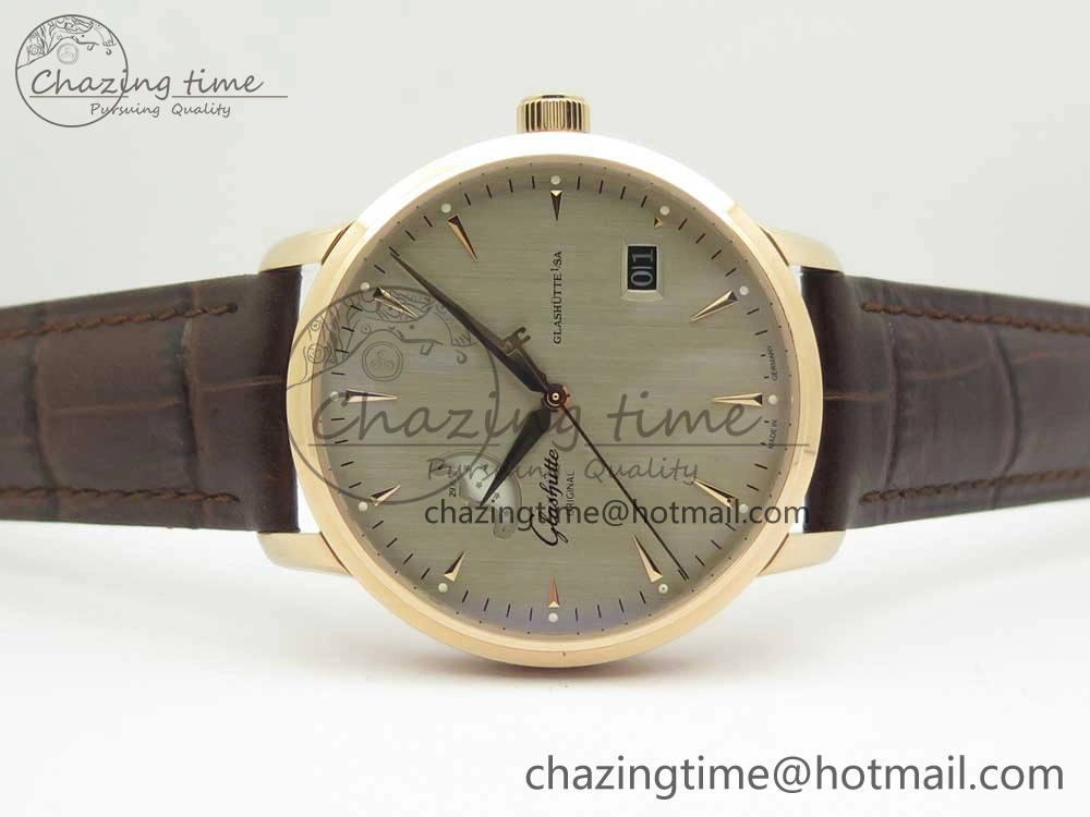 Excellence Panorama Date Moon Phase RG ETCF Gray Dial on Brown Leather Strap A100