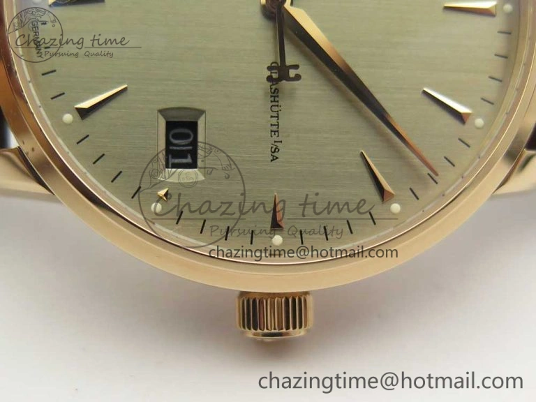 Excellence Panorama Date Moon Phase RG ETCF Gray Dial on Brown Leather Strap A100