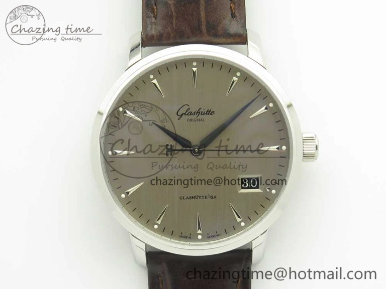 Excellence Panorama Date Moon Phase RG ETCF Gray Dial on Brown Leather Strap A100