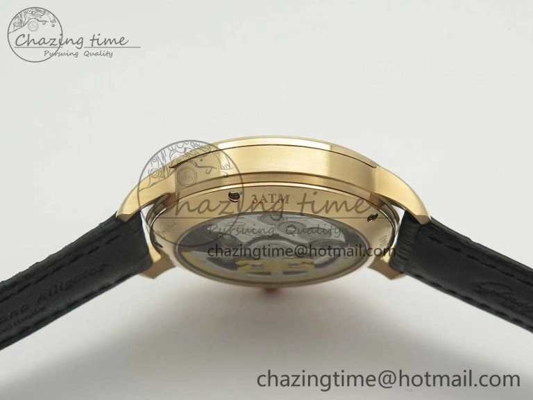 Excellence Panorama Date Moon Phase RG ETCF White Dial on Black Leather Strap A100