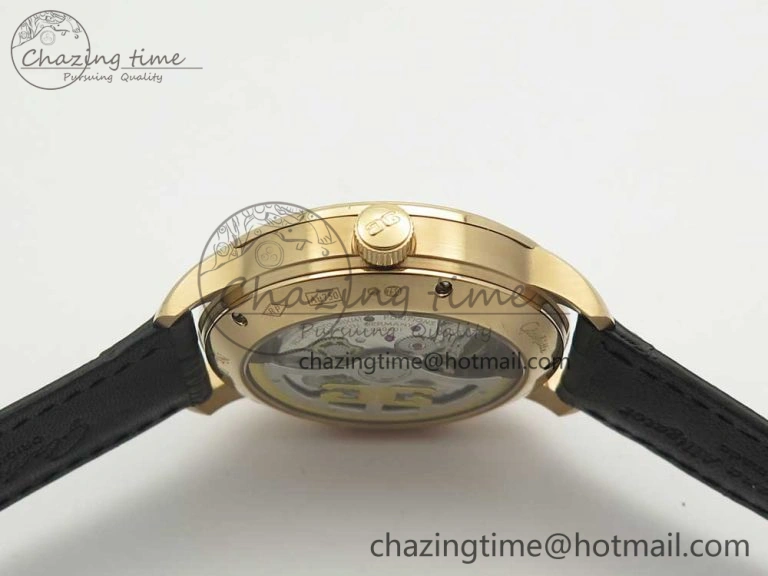 Excellence Panorama Date Moon Phase RG ETCF White Dial on Black Leather Strap A100