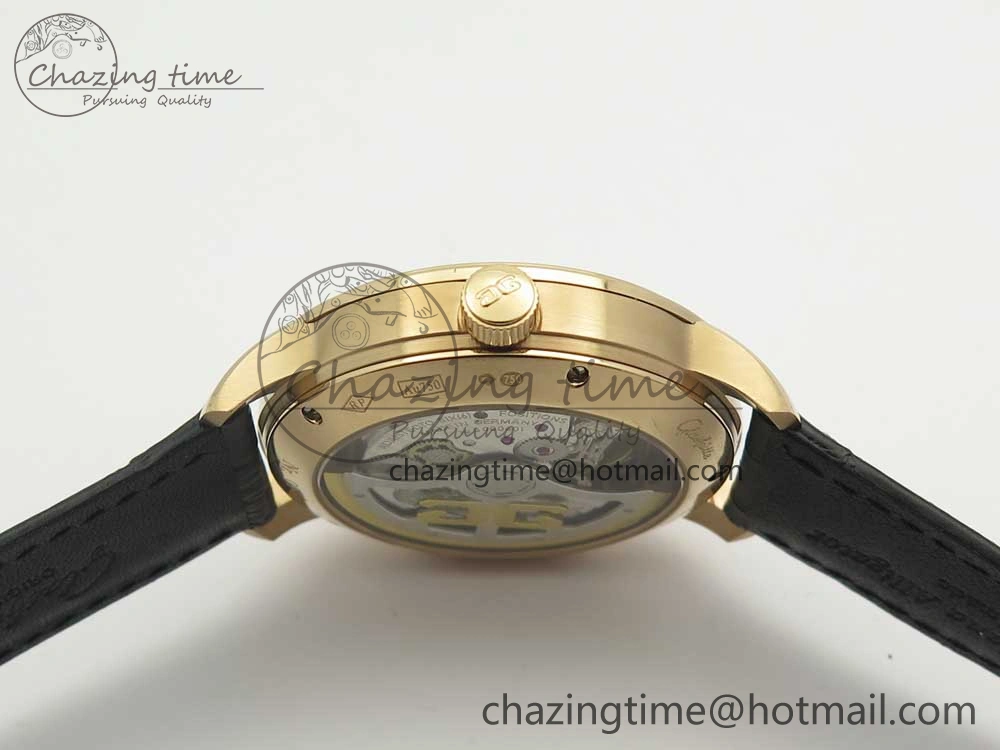 Excellence Panorama Date Moon Phase RG ETCF White Dial on Black Leather Strap A100