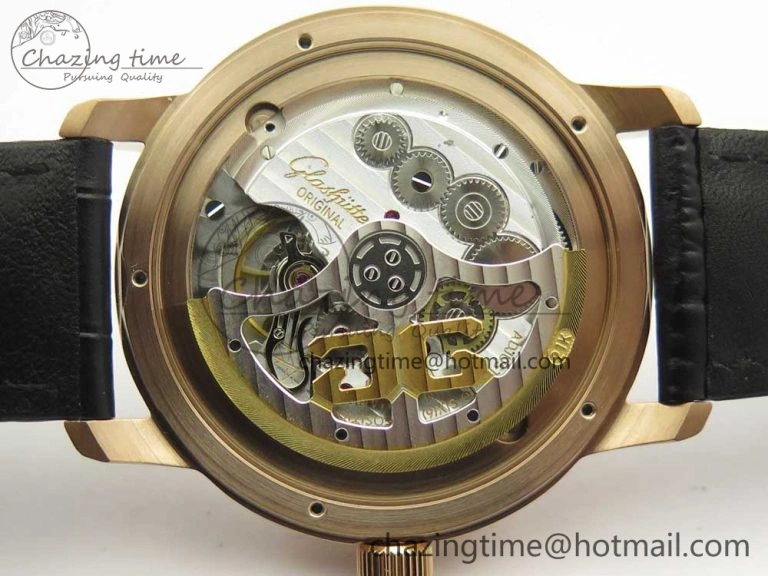 Excellence Panorama Date Moon Phase RG ETCF White Dial on Black Leather Strap A100