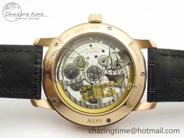 Excellence Panorama Date Moon Phase RG ETCF White Dial on Black Leather Strap A100