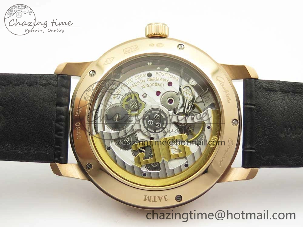 Excellence Panorama Date Moon Phase RG ETCF White Dial on Black Leather Strap A100
