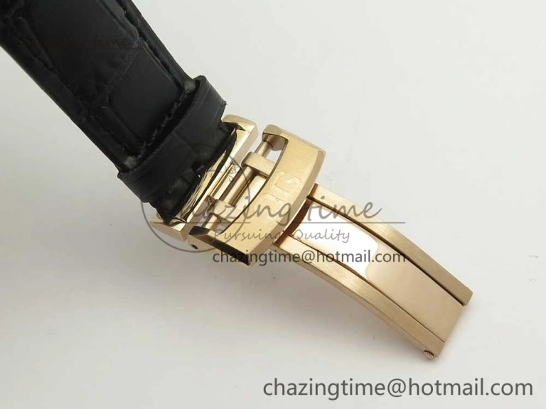 Excellence Panorama Date Moon Phase RG ETCF White Dial on Black Leather Strap A100