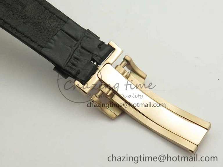 Excellence Panorama Date Moon Phase RG ETCF White Dial on Black Leather Strap A100